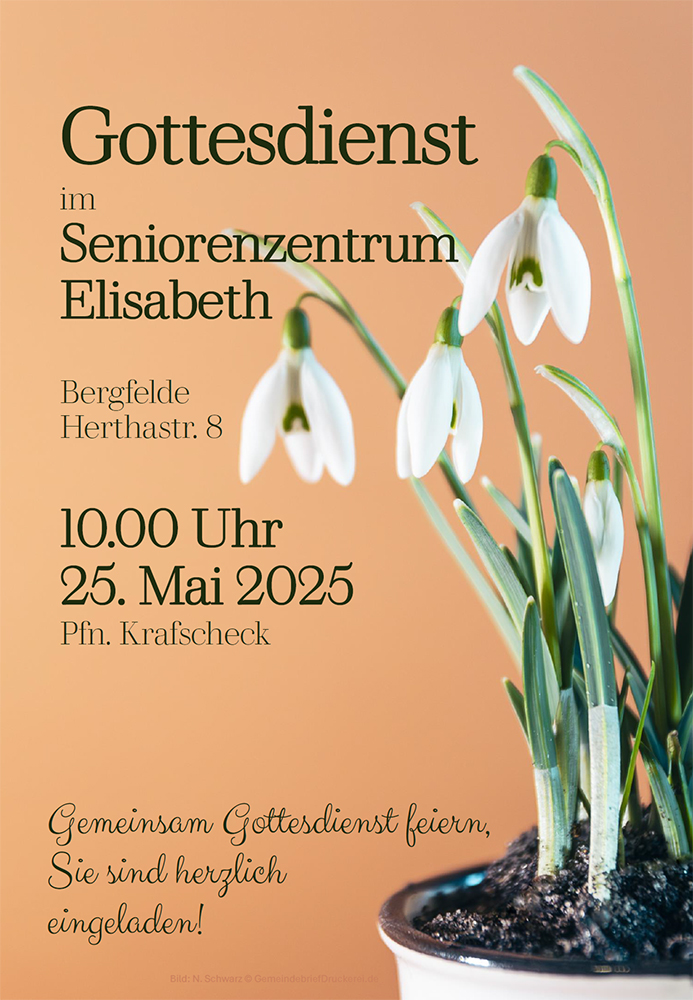 Plakat Gottesdienst im Seniorenstift 25.05.2025