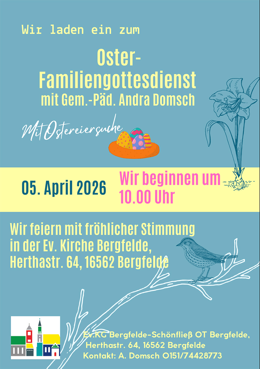Plakat - Ostergottesdienst 10 Uhr Kirche Bergfelde