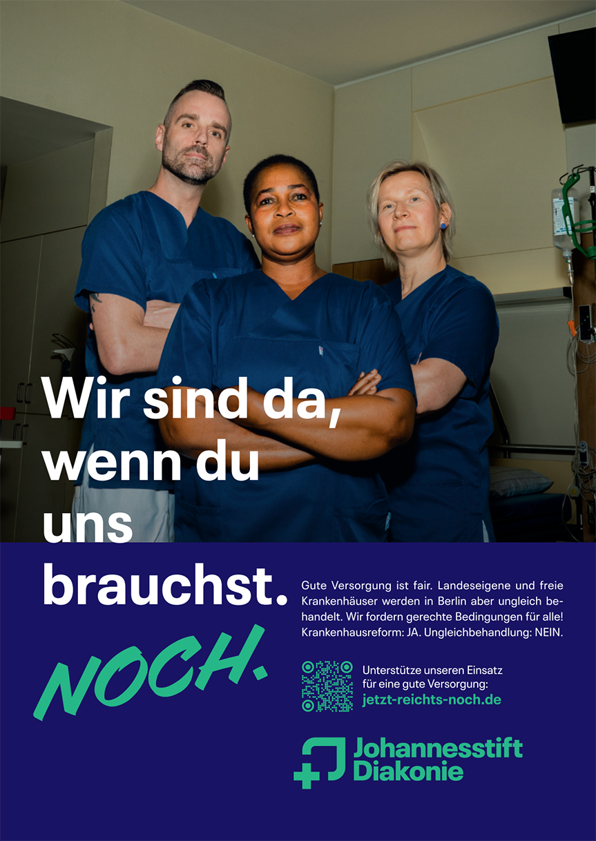 Plakat mit drei Pfleger