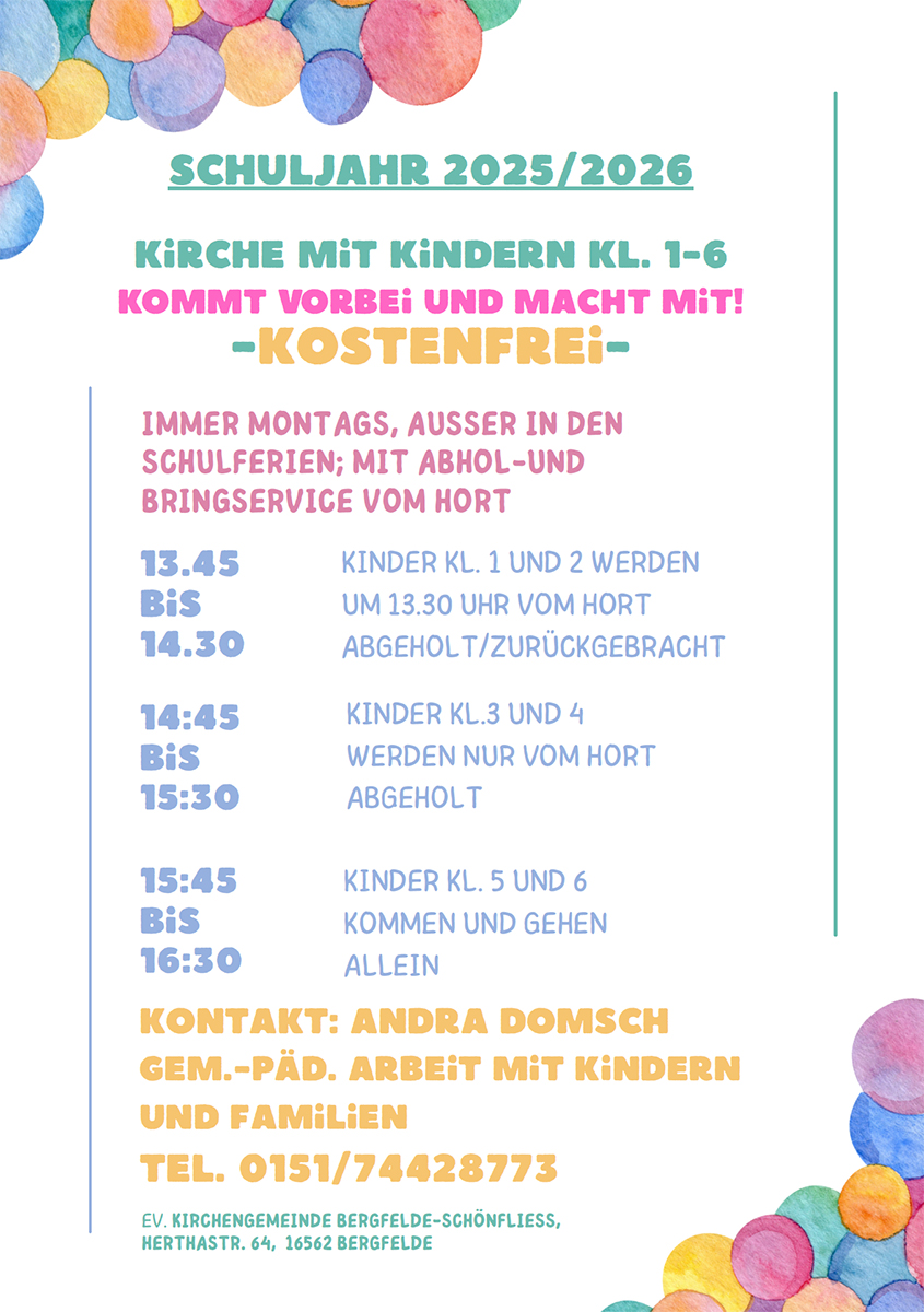 Zeiten Kirche mit Kindern
